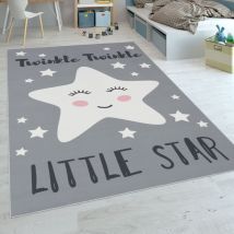 Paco Home - Tappeto Per Bambini Stanza Dei Bambini Moderno Stelle Carine Detto Grigio Bianco 160x230 cm