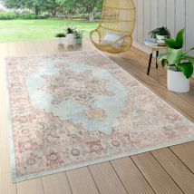 Tappeto Per Esterno Terrazzo Cucina Marocco Motivo Ornamenti Mandala Turchese 160x230 cm - Paco Home
