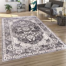 Paco Home - Tappeto Salotto Moderno Pelo Corto Moderno Motivo Persiano Motivo Ornamenti Bordura Mandala 120x160 cm, Grigio 3