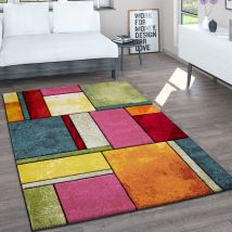 Paco Home - Tappeto Salotto Pelo Corto Vintage Contorni Rifilati a Mano Effetto 3D Mélange 80x300 cm, Multicolore