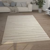 Tappeto Salotto Pelo Lungo Shaggy Effetto 3D Etnico Boho Vintage Morbido 60x100 cm, Crema 2 - Paco Home