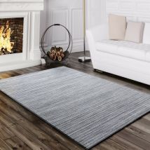 Tappeto Soggiorno Moderno Filato Lucido a Righe Linee Pelo Corto Mélange Grigio 160x230 cm - Paco Home