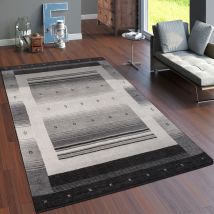 Paco Home - Teppich Wohnzimmer Kurzflor Ethno Design Geometrisch Handgearbeitet Gabbeh 80x150 cm, Grau 2