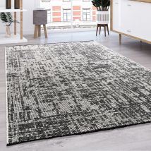 Paco Home - Teppich Wohnzimmer Flachgewebe Modern Sisal Muster Einfarbig Pastell Fransen 120x160 Cm, Creme