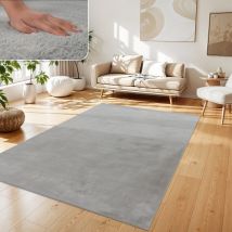 Paco Home - Teppich Wohnzimmer Kunstfell Plüsch Hochflor Shaggy Weich Verschied. Farben 160x230 Cm, Grau