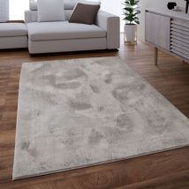 Teppich Wohnzimmer Kunstfell Shaggy Hochflor Waschbar In Waschmaschine Soft Uni Grau 240x340 cm - Paco Home