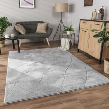 Paco Home - Teppich Wohnzimmer Schlafzimmer Kurzflor Boho Skandi Raute 3d Grau Anthrazit 60x100 Cm, Grau 2
