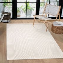 Paco Home - Teppich Wohnzimmer Schlafzimmer Kurzflor Skandi Muster Arche Bogen Einfarbig 3d 80x150 Cm, Creme