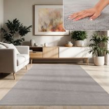 Paco Home Moderner Wohnzimmer Teppich Kurzflor Waschbar Weich Einfarbig Felloptik Anti-Rutsch 120x170 cm, Grau