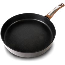 Padella Elegance Wood 28 Cm Doppio Fondo Acciaio Inox, Manico Soft Touch