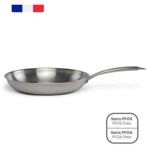 Brigade - Padella In Acciaio Inox 28 Cm - Livoo - Mep159 - Acciaio Inox Triply - Tutti I Piani Cottura Compresa Induzione - Made In France