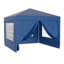 Gazebo 3x3 m blu con laterali rimovibili e finestre per giardino ed esterni - Wiltec