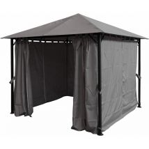 Quick-star - Padiglione da giardino in metallo Nizza 3x3m tenda per ricevimenti grigio antico ral 7012 con 4 parti laterali