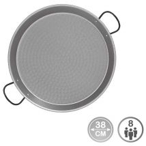 Paellera acero pulido para induccion y vitroceramica Ø38cm (8 personas). Vaello
