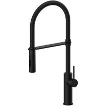 Paffoni - Mitigeur d'évier de cuisine noir mat avec ressort et douchette 2 jets Light LIG179NONO Noir mat