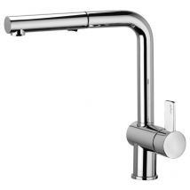 Paffoni - Mitigeur évier avec douchette extractible Acier Looking Rock series RO285ST Laiton - Steel looking