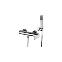 Mitigeur externe de douche avec douchette et support mural articulé Acier Looking Paffoni Tango series TA168DST Laiton - Steel looking