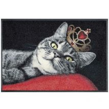 Wash+dry - Paillasson royal cat 50x75 rouge tissé motif animaux
