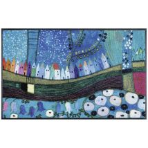Wash+dry - Paillasson stadt 50x75 bleu tissé motif fresque