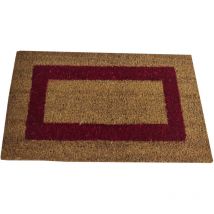 Comercial Candela - Paillasson 100% Fibre Coco Base Antidérapante Frontière Rouge 45X80CM