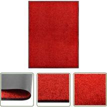 The Living Store Paillasson lavable Rouge 90x120 cm - Tapis D'entrée - Paillasson Extérieur - Paillasson Intérieur - Tapis Absorbant - Tapis