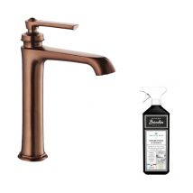 Paini France - paini Lady's 180 mezclador alto de lavabo castaño + limpiador Briochin