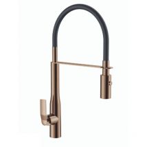 Paini France - paini Mezclador de cocina Addict Caño alto spray extraíble oro rosa