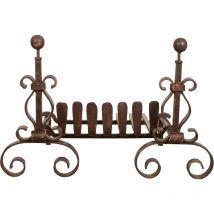 Pair de chenets avec brasero en fer forgé aux dimensions L70 xPRPR50xH50 cm