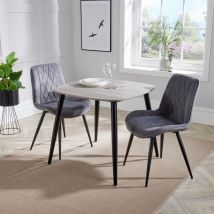 Home Source - Diamond Stitch Fabric Dining Chair with Tapered Legs (Set of 2) - Metal - L54 x W54 x H85.5 cm - Grey/Black - Flat Packed