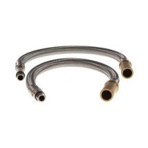 Pepte - Pair Mono Block Flexible Tap Hoses Tails Connectors M12 x 15mm Shank x 300mm