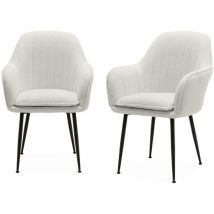 Pair of boucle fabric accent chairs with metal legs, Shella boucle, Off-White Boucle, 57x59x84.5 cm