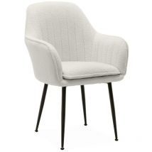Boucle fabric accent chair with metal legs, Shella boucle, Off-White Boucle, 57x59x84.5 cm