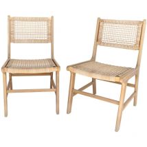 Sweeek - Set of 2 Ocara garden chairs, cane and wood, ocara l 61 x 51 x 85cm