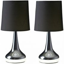 Valuelights - 2 x Teardrop Touch Table Lamps - Black - No Bulbs