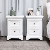 Pair of White Two Drawer Bedside Tables - Daventry White Range - White