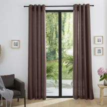 Paire de doubles rideaux à oeillets effet lin 140 x 260 cm moonlight deco