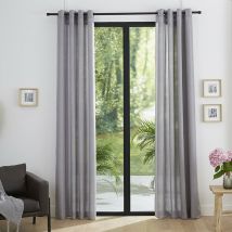 Paire de doubles rideaux à oeillets effet lin 140 x 260 cm moonlight deco
