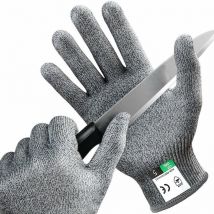 Paire de Gants Anti-Coupures Taille-L Gant Cuisine avec Protection de Niveau 5, Norme en 388 - Meilleure Protection Contre Les Coupures du Quotidien