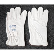 Paire de gants de protection gris en cuir toute fleur taille 9 avec élastique de serrage DERANCOURT