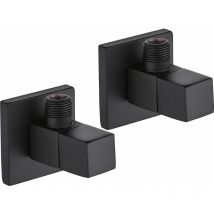 Paire de raccords de vannes d'équerre 1/2"x 3/8"G Piralla Rubinetterie CRSQNR12 Noir mat