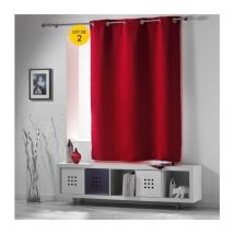 Paire de rideaux a oeillets 140 x 180 cm occultant uni occult Carmin