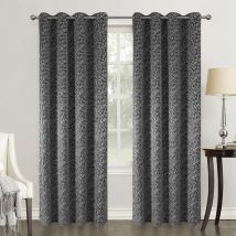 Paire de rideaux obscurcissants au style géométrique Noir 140x260 cm - Noir