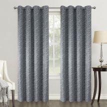 Paire de rideaux obscurcissants au style géométrique Gris clair 140x260 cm - Gris clair