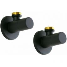 Paire de robinets couleur noir mat pour le raccordement de mitigeurs modèle rond Sphera Noir mat