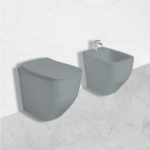Kiamami Valentina - Paire De Sanitaires En Céramique Gris Mat à Encastrer Mozart