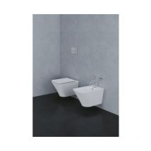 Paire de sanitaires suspendus blanc brillant en céramique 36x54 cm Azzurra Ceramica Build - Avec abattant wc soft