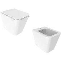 Paire de sanitaires, WC et bidet, au sol, blanc brillant Ercos Wave KITWAVE1