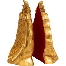 Paire de serre-livres en bois antique fini à la feuille d'or Made in Italy