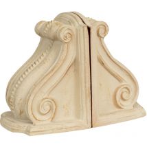 Paire de serre-livres en bois antique finition blanche Made in Italy
