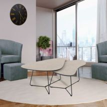 Toscohome - Paire de tables basses couleur cachemire et base en métal noir - Silfy